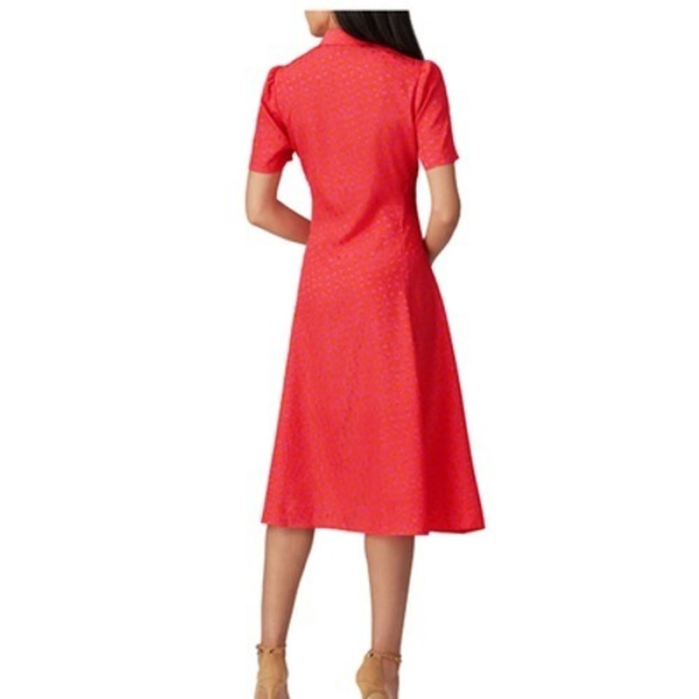 Tara‎ Jarmon Dress Womens 44 Pink Orange Rozenn Heart Print Polo Midi - Picture 3 of 15